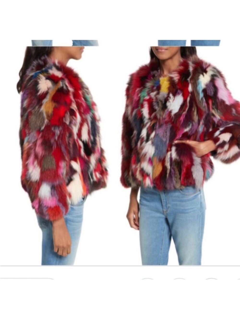 NWT Rebecca Minkoff Rachel Rainbow Fox Fur Coat Size M - Picture 6 of 9